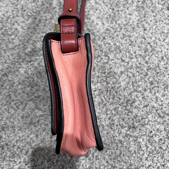 Fossil Wiley Genuine Leather Orange Brown Mini Crossbody Bag Magnetic Closure - Picture 8 of 13